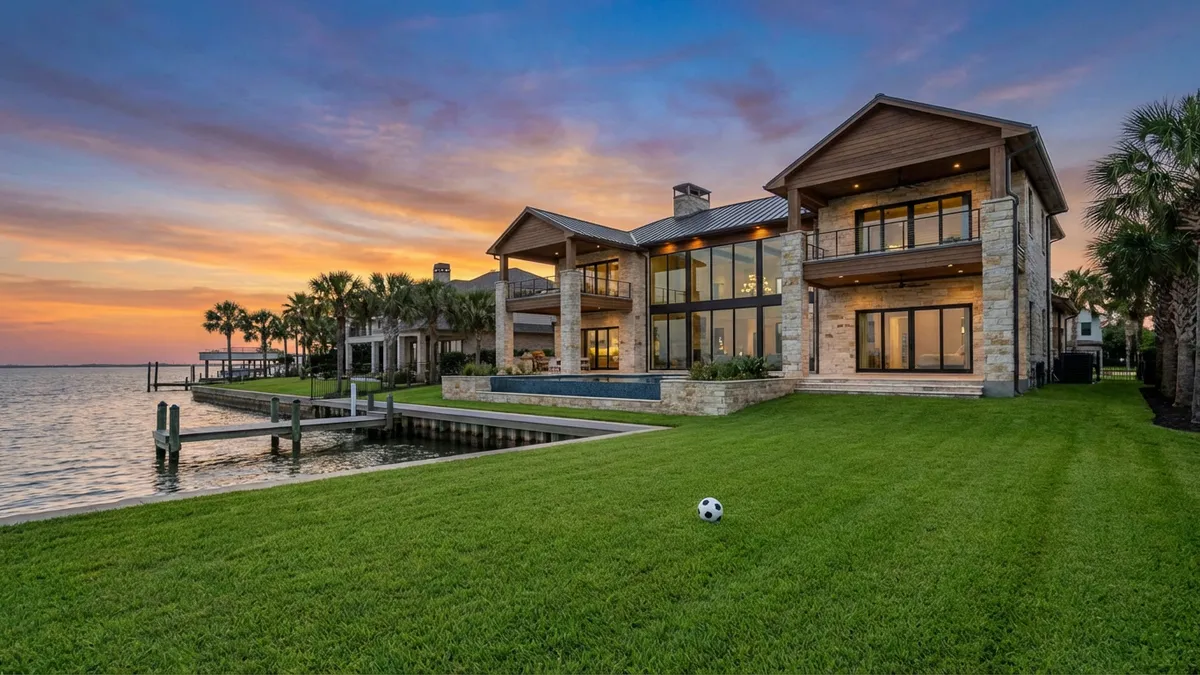 A professional real estate photograph for: Kemah STR Investments: World Cup 2026 Opportunity. Discover why Kemah's coastal real estate market presents unique short-term rental opportunities ahead of World Cup 2026. Expert analysis on pricing tr