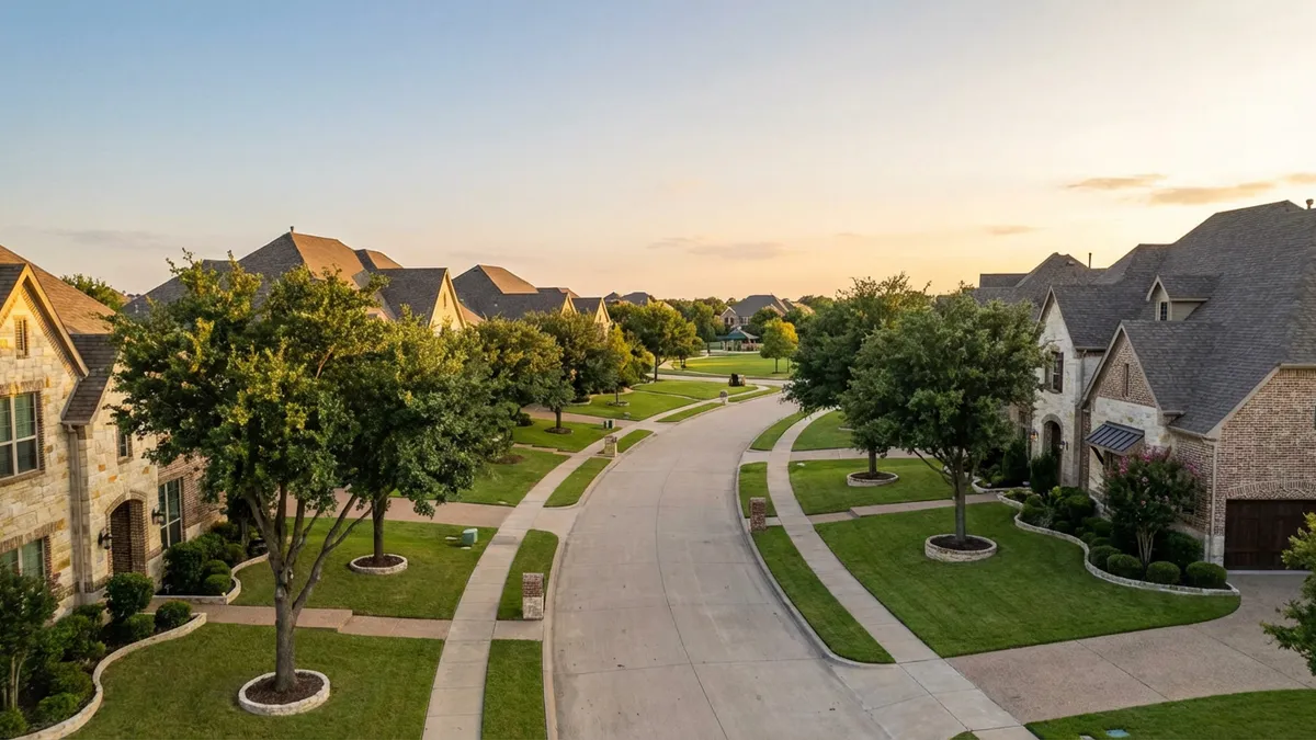 A professional real estate photograph for: Lewisville TX Neighborhood Guide: Best Spots & Market. Discover Lewisville's top neighborhoods, 2026 market trends, and negotiation strategies with Texas real estate expert Melissa Weiner. Get data-driven 